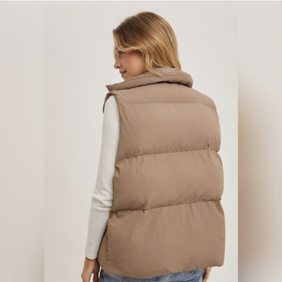 Bluivy Faux Denim Layered Beige Functional with Fashion Puffer Vest - Size M/L - Picture 2 of 16
